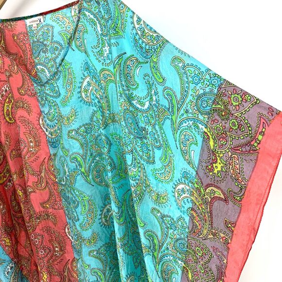 Sundance silk swim coverup Paisley kimono tunic, One Size - Picture 3 of 9